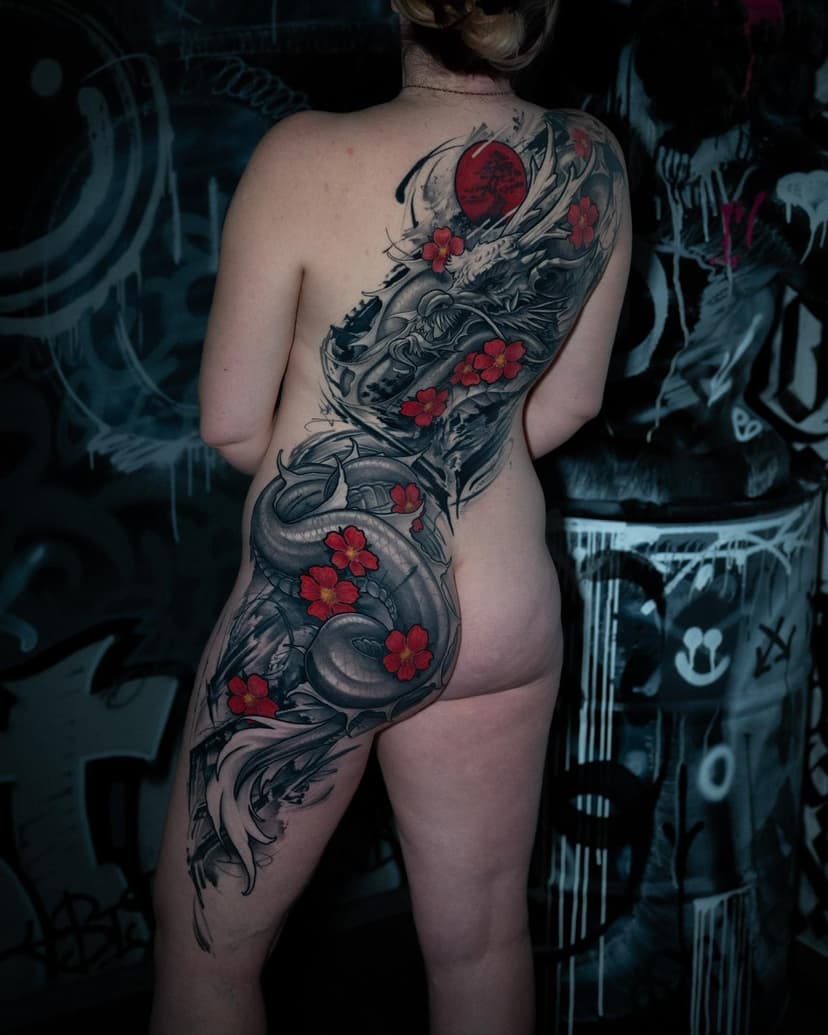 Japanischer Drache Backpiece — Tattoo Idee für Männer von Nikita bei Electric07