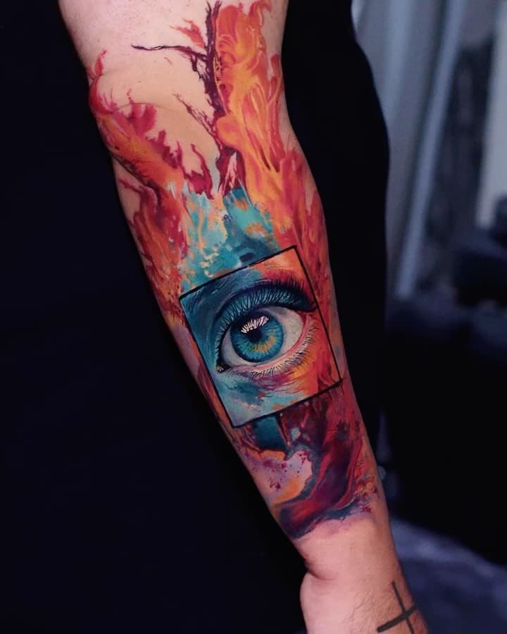 Auge mit Flammen Tattoo von Alex666