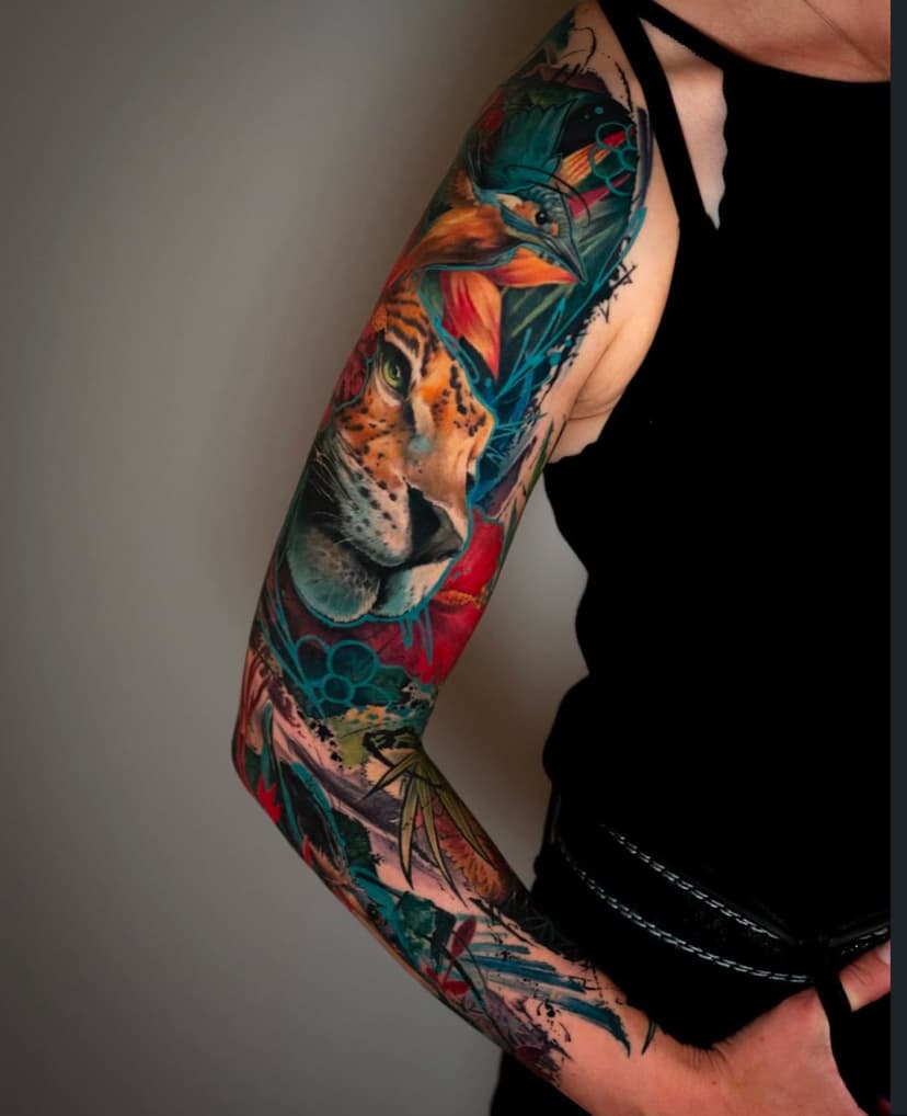 Leopard Sleeve Tattoo von Nikita