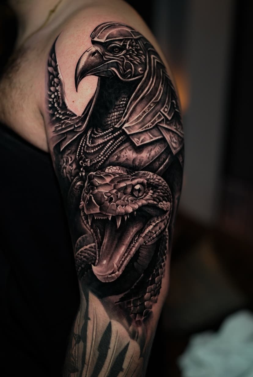 Horus mit Schlange — Arm Tattoo Idee von Vali bei Electric07